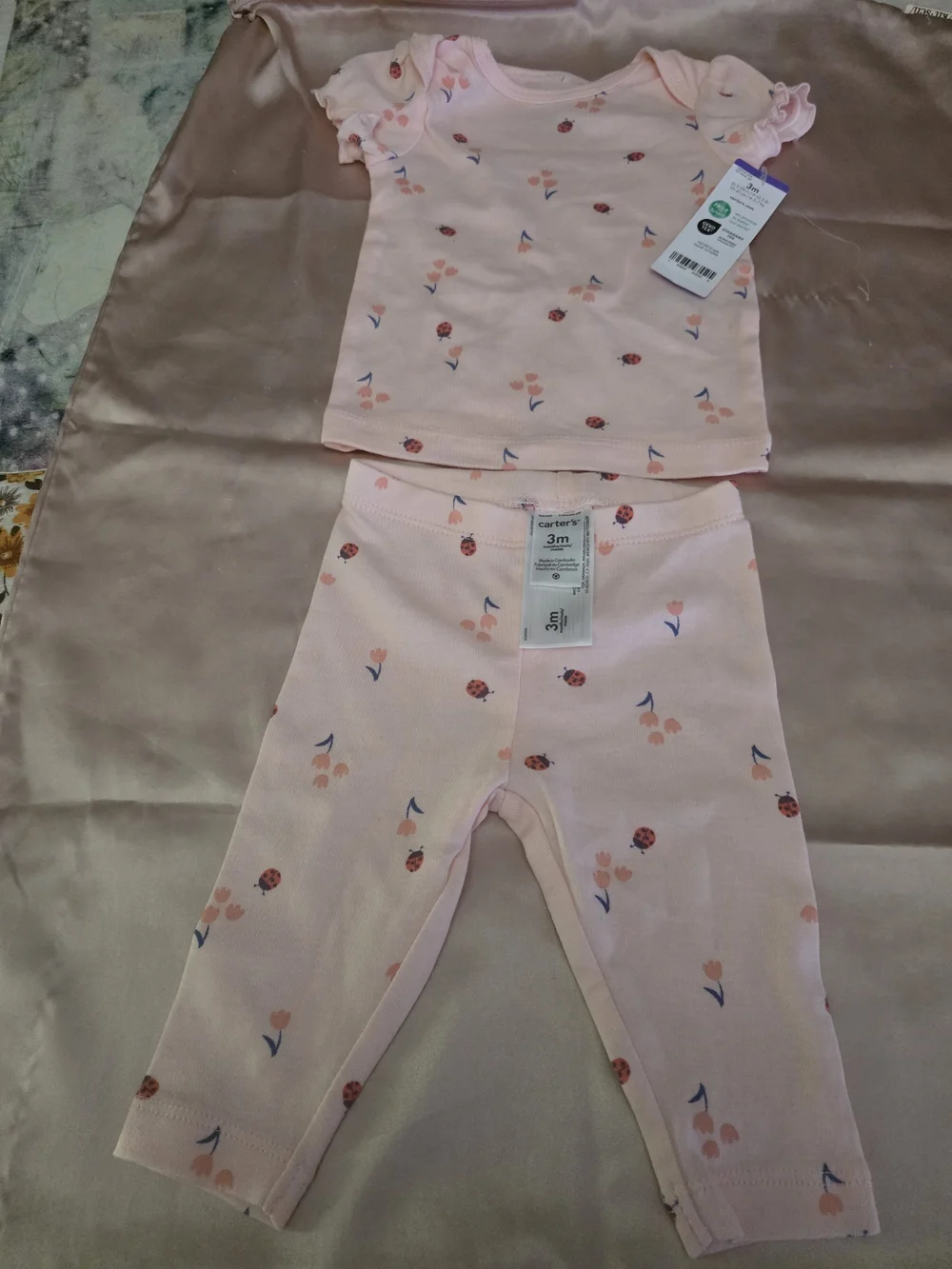 Carter's Light Pink Floral & Ladybug Toddler Pajama Set
